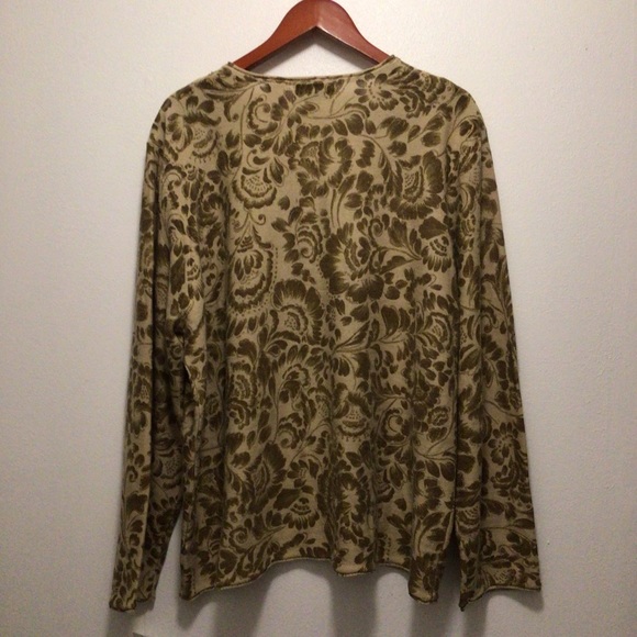 Vintage Alfred Dunner v- neck size 3X tan brown floral print cardigan sweater - Picture 2 of 11